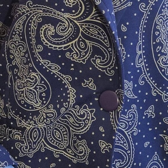 NWOt Blue White paisley Bandana Print Blazer size 12 - Picture 3 of 8